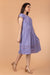 Stripe Summer Dress with laces in Blue & Lilac Hand Block Printed Cotton