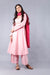 Embroidered Anarkali Kurta and Palazzo in Blush Pink Cotton, with Chanderi Dupatta in Fuschia pink (Set of 3)