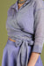 Coordinate Set-Lavender Tissue Wrap Top  with Flared Skirt in Chanderi Hand loom (Set of 3)