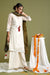Ivory Chanderi Hand loom Asymmetrical Kurta, with Tabacco Brown & Silver Stripe Dupatta