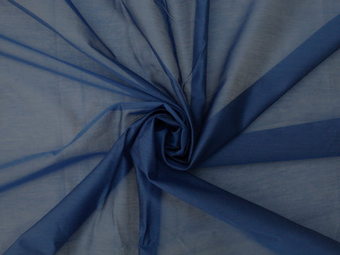 Buy Handwoven Dark Blue Chanderi Silk Fabric With Gold Border - By Vinusto