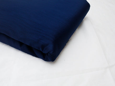 Handwoven Dark Blue Chanderi silk fabric with gold border