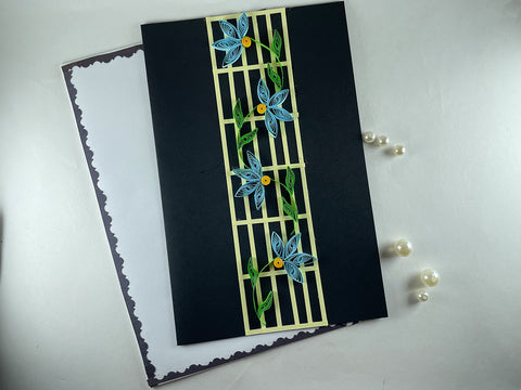 Flowering Vines on the Card -Blue