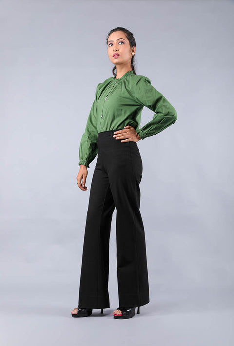 Order Ruffle Shirt in Fern Green Cotton | Vinusto