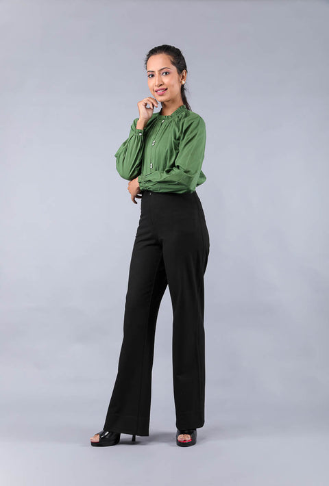 Buy Ruffle Shirt in Fern Green Cotton | Vinusto