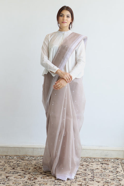 Order Chanderi Saree in Mud Brown | Elegant Handloom Sarees

