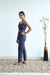 Crop top and High waist Pants in Blue hand block print (set of 2)