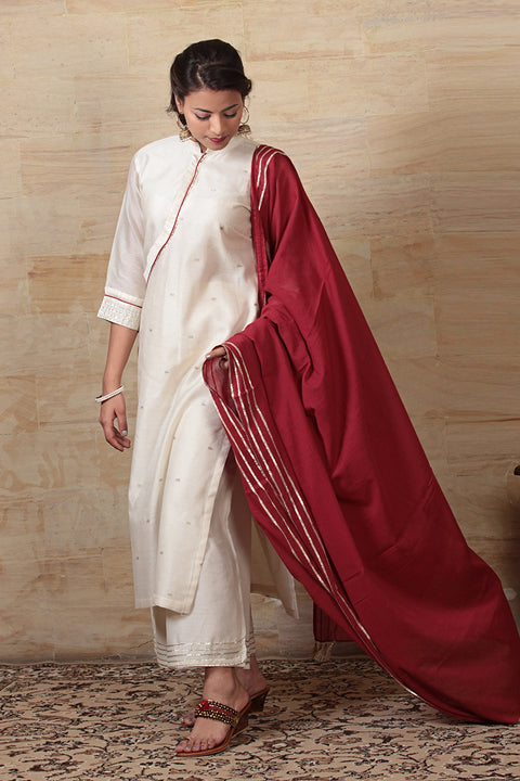 Shop Cotton Maroon Dupatta with Gota Work | Vinusto