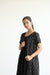 Chanderi Gathered dress with block print jacket in Black (2pc set)