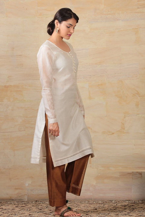 Ivory Chanderi Handloom Kurta