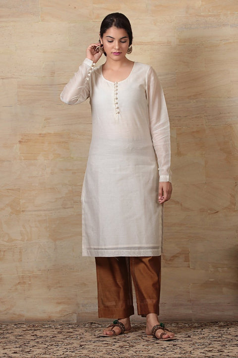 Ivory Chanderi Handloom Kurta