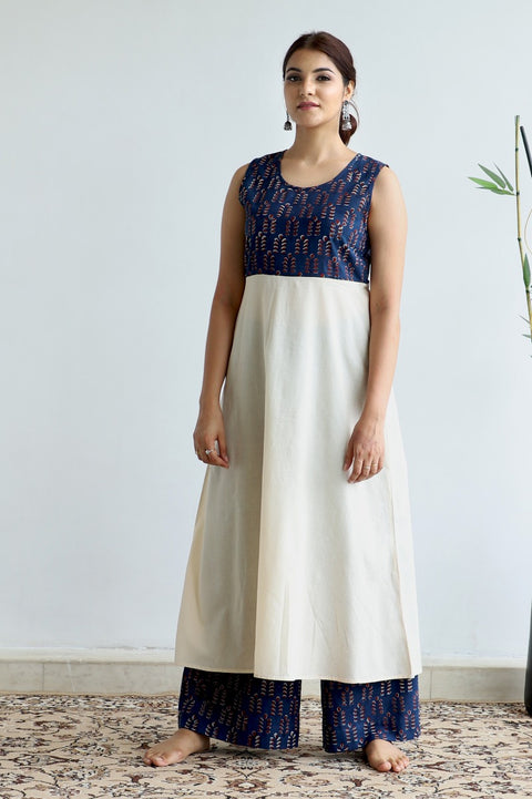 Order Blue Hand Block Print Suit Set - Set of 2 | Vinusto