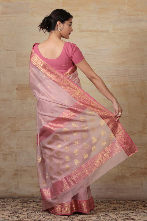 Order Chanderi Mercerized Silk Saree in Mauve & Pink – Vinusto

