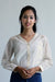 Chanderi Hand Loom Sheer Crop Shirt in Ivory