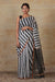 Chanderi Silk Saree in Black & White stripes & Motifs