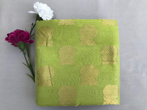 Buy Chanderi Mercerized Silk Saree in Light Green | Handloom Sarees

