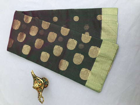 Premium Chanderi Mercerized Silk Saree in Double Shade of Green & Pink – Vibrant & Elegant

