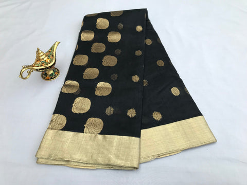 Luxury Chanderi Silk Saree in Black – Classic & Elegant

