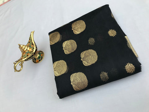 Premium Chanderi Silk Saree in Black – Classic & Elegant

