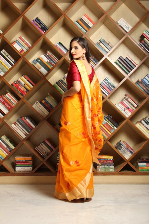 Order Chanderi Mercerized Silk Saree in Yellow – Elegant and Traditional

