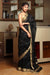 Chanderi Hand Loom Mercerized Silk Saree in Black &  Gold