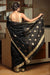 Chanderi Hand Loom Mercerized Silk Saree in Black &  Gold