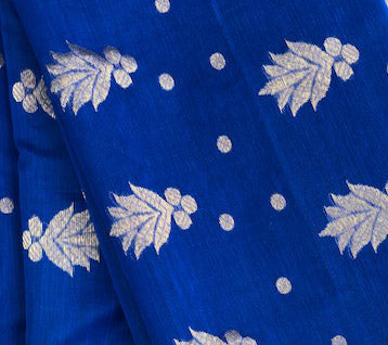 Luxury Chanderi Mercerized Silk Saree in Navy Blue | Handloom Silk Sarees

