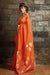 Chanderi Hand Loom Mercerized Silk Saree in Orange