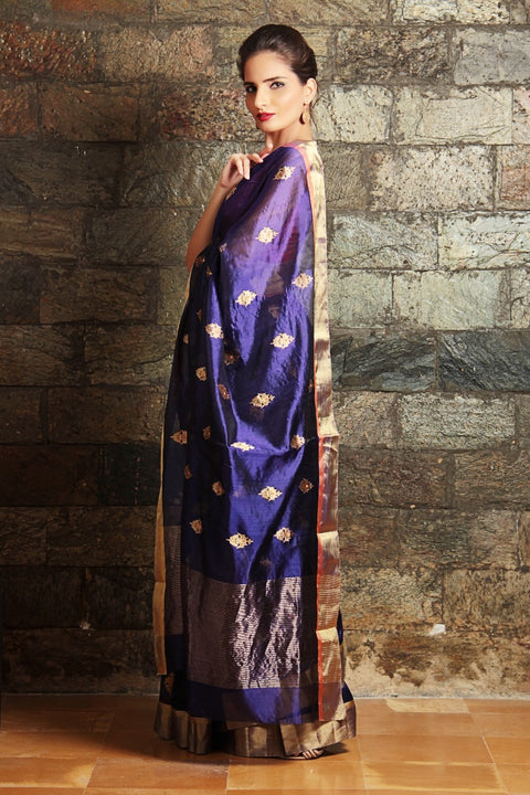 Buy Chanderi Silk Saree in Purple – Elegant & Timeless | Vinusto
