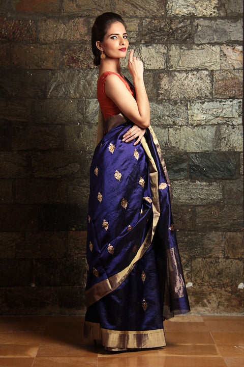 Luxury Chanderi Silk Saree in Purple – Elegant & Timeless | Vinusto

