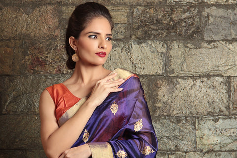 Premium Chanderi Silk Saree in Purple – Elegant & Timeless | Vinusto

