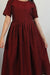 Side buttoned gather dress in Maroon