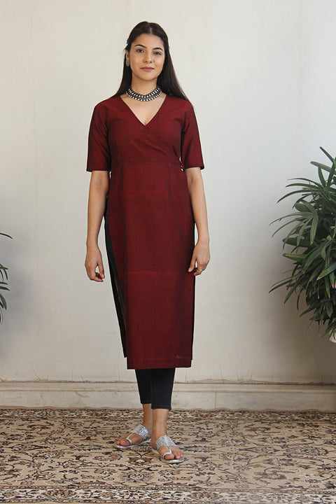 High Slit Kurta in Maroon