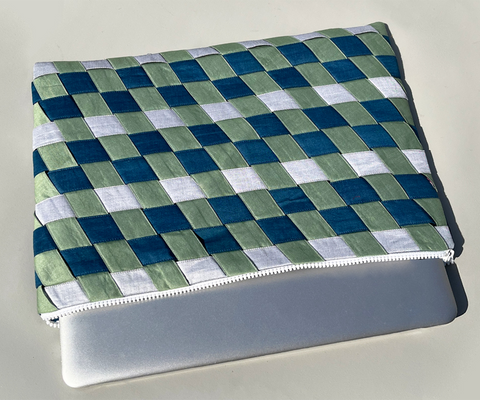 Handcrafted Laptop Sleeve with Basket Weave