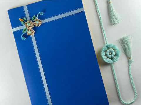 vinusto - 'Sudarshan' Mint green Rakhi & Card Combo (Set of 2)