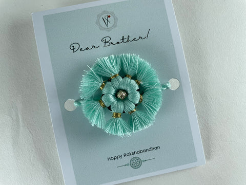 vinusto - 'Sudarshan' Mint green Rakhi & Card Combo (Set of 2)