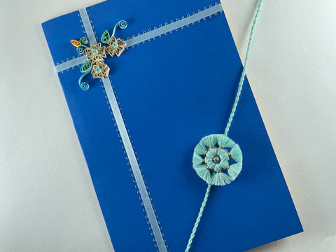 vinusto - 'Sudarshan' Mint green Rakhi & Card Combo (Set of 2)