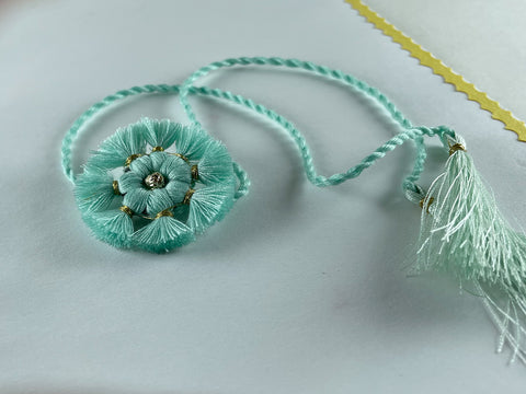 vinusto - 'Sudarshan' Mint green Rakhi & Card Combo (Set of 2)