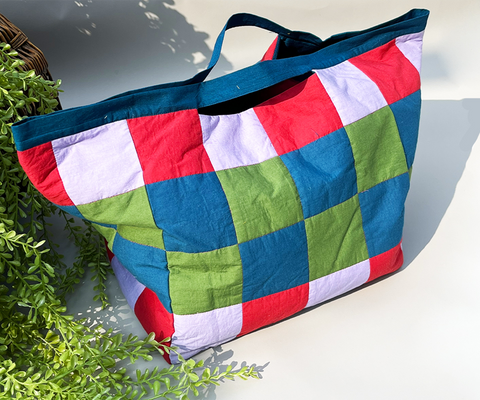 Handmade Multicolored  Patchwork Tote Bag