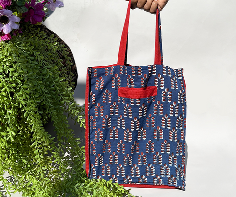 Handblock Printed Reversible Tote Bag