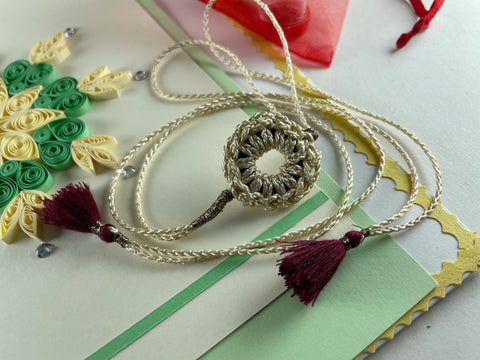 Vinusto- 'Chakra' Crochet Bhai Bhabhi Rakhi with tessals