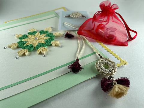 Vinusto- 'Chakra' Crochet Bhai Bhabhi Rakhi with tessals