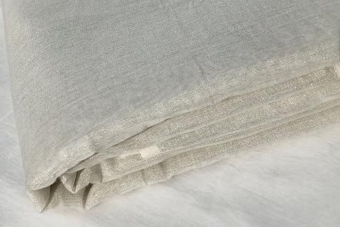 Handloom Chanderi Tissue fabric in Silver & Off-white