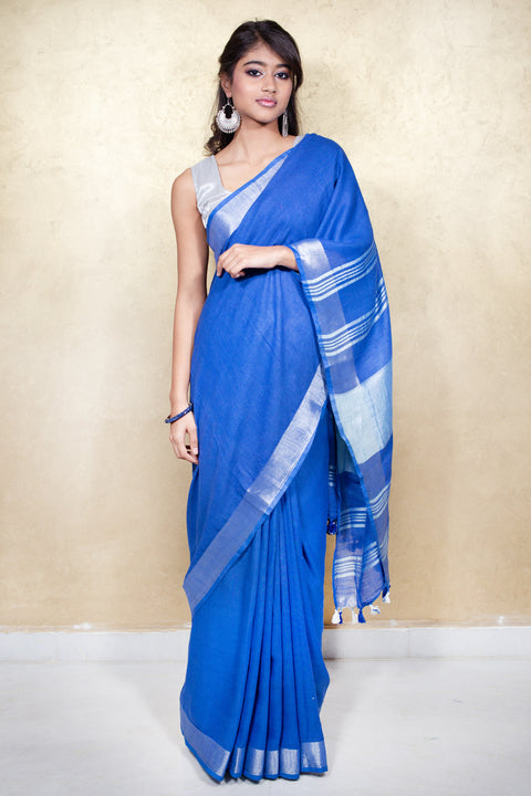 Order Cotton Sari in Blue | Stylish and Comfortable Saree for Everyday Wear

