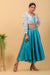 Coordinate Set- Hand Block Printed Wrap Top with Aqua Blue Chanderi Handloom Skirt (Set of 2)