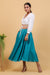 Coordinate Set- White Cotton Wrap Top with Aqua Blue Chanderi Handloom Skirt (Set of 2)