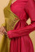Lime Yellow & Pink Color Block Anarkali in Chanderi Handloom With Cotton Pants & Chanderi Dupatta (Set of 3)