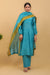 Aqua Blue & Lime Yellow High Slit Kurta with Stylized Back in Chanderi Handloom, Cotton Pants, with Chanderi Dupatta (Set of 3)