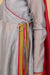 Grey Chanderi Handloom Anarkali Set with Pink Chanderi Dupatta and Lace details. (Set of 3)