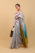 Grey Chanderi Saree With Color Block Pallu